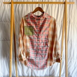 Papermoon Plaid Button Down Shirt - Pink and Green